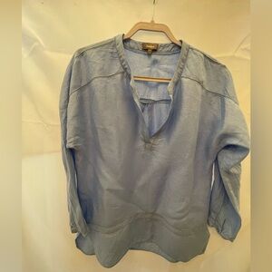 Neiman Marcus Blue Linen Feel Blouse XL Lightweight Flowy Top